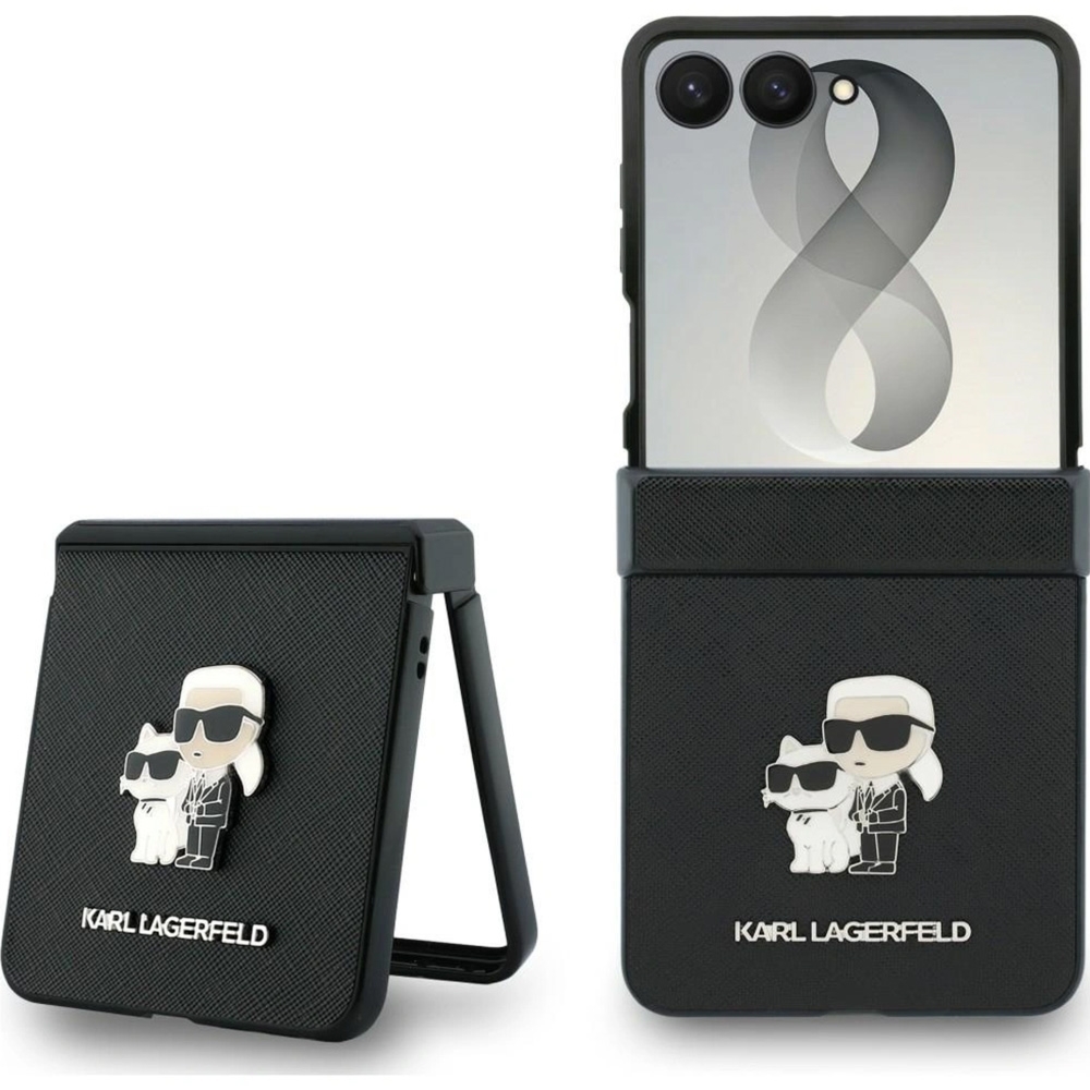 Etui Karl Lagerfeld Saffiano Pins do Galaxy Z Flip8, czarne