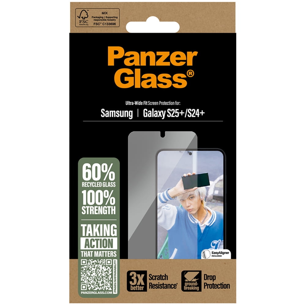 Szkło hartowane na cały ekran PanzerGlass Ultra-Wide Fit do Galaxy S25 Plus, przezroczyste