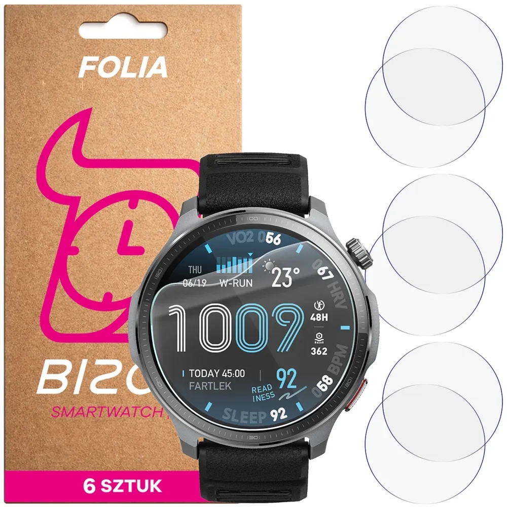 Folia ochronna na ekran zegarka Bizon Watch Film HydroFlex do Amazfit Balance 2 XT, 6 sztuk