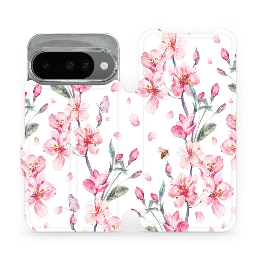 Etui z klapką do Pixel 10, Mobiwear Book, różowa wiosna