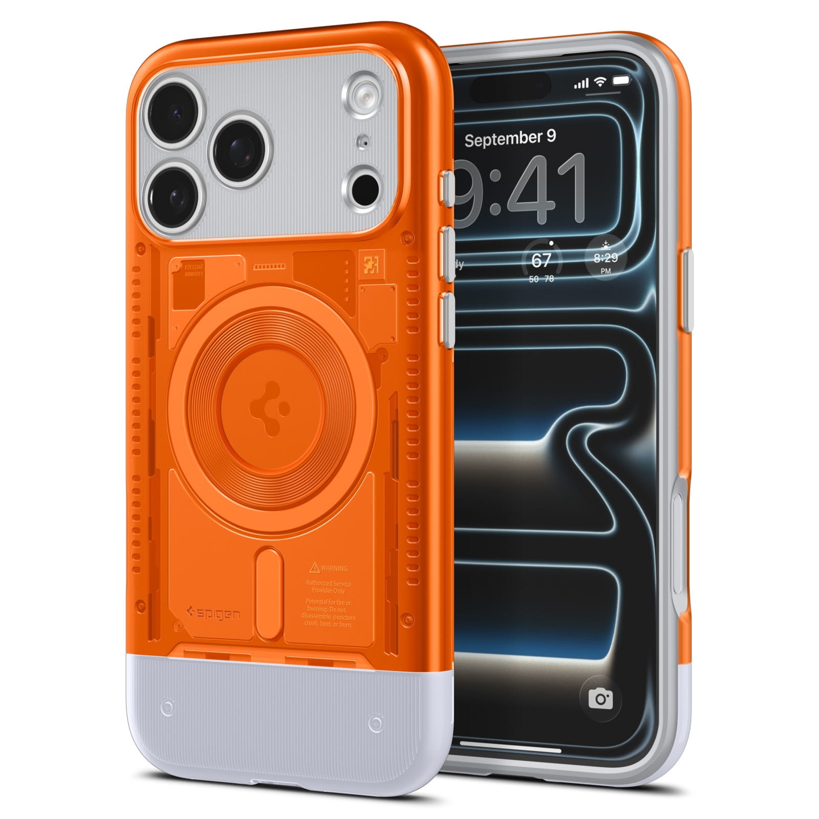 Etui Spigen Classic C1 Mag MagSafe do iPhone 17 Pro, pomarańczowe