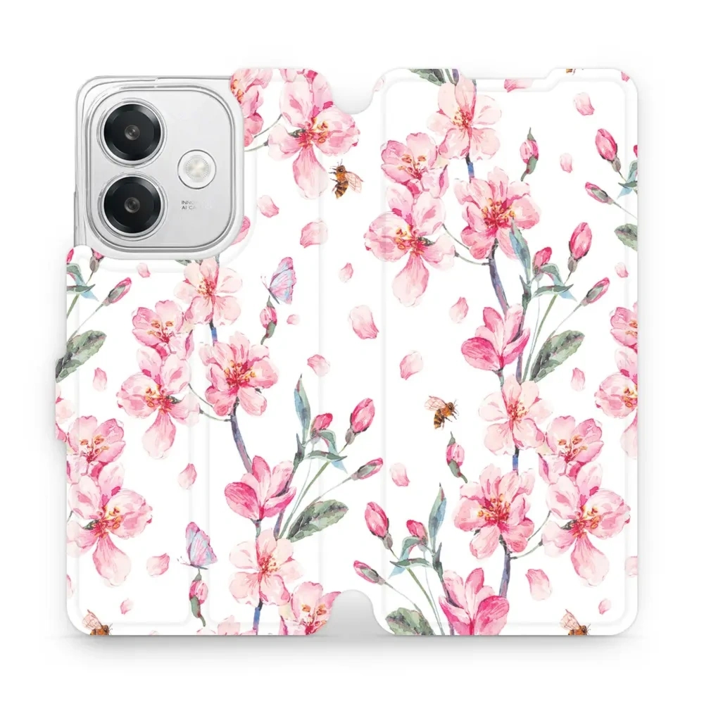 Etui z klapką do Oppo A40, Mobiwear Book, różowa wiosna