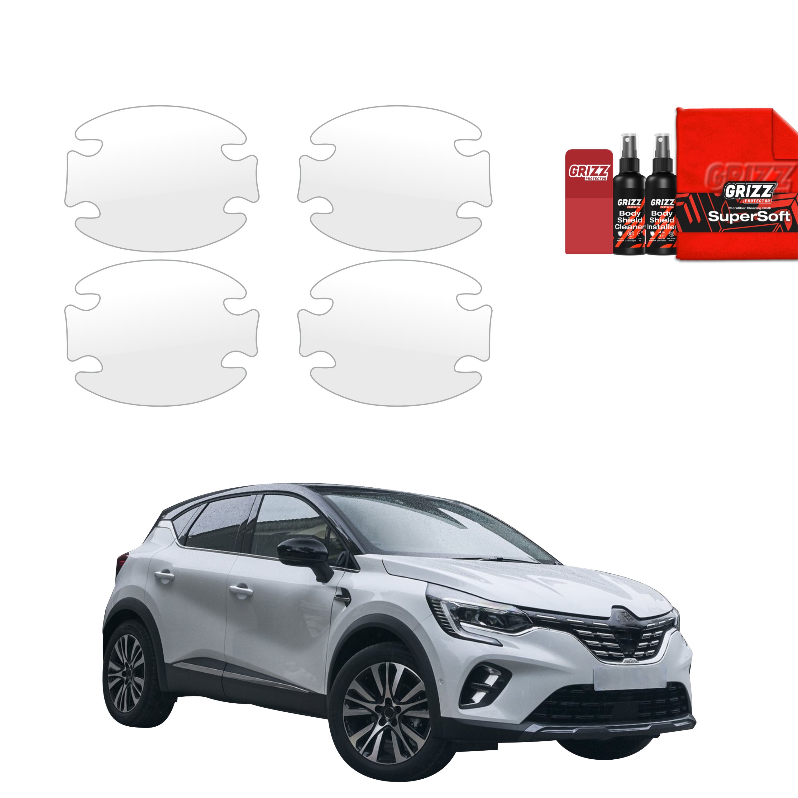 4w1 Bezbarwna folia ochronna Grizz Protector pod klamki Renault Captur (2019-2023)