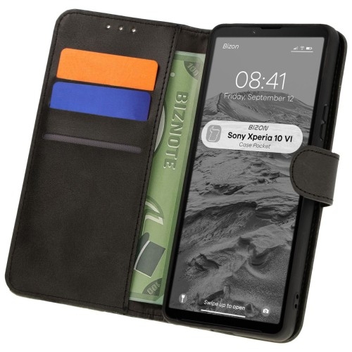 Image of Etui z klapką Bizon Case Pocket do Sony Xperia 10 VI, czarne