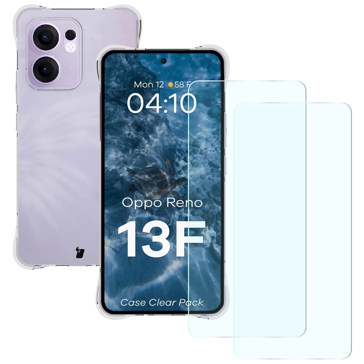 Elastyczne etui + 2x szkło hartowane Bizon Case Clear Pack do Oppo Reno13 F