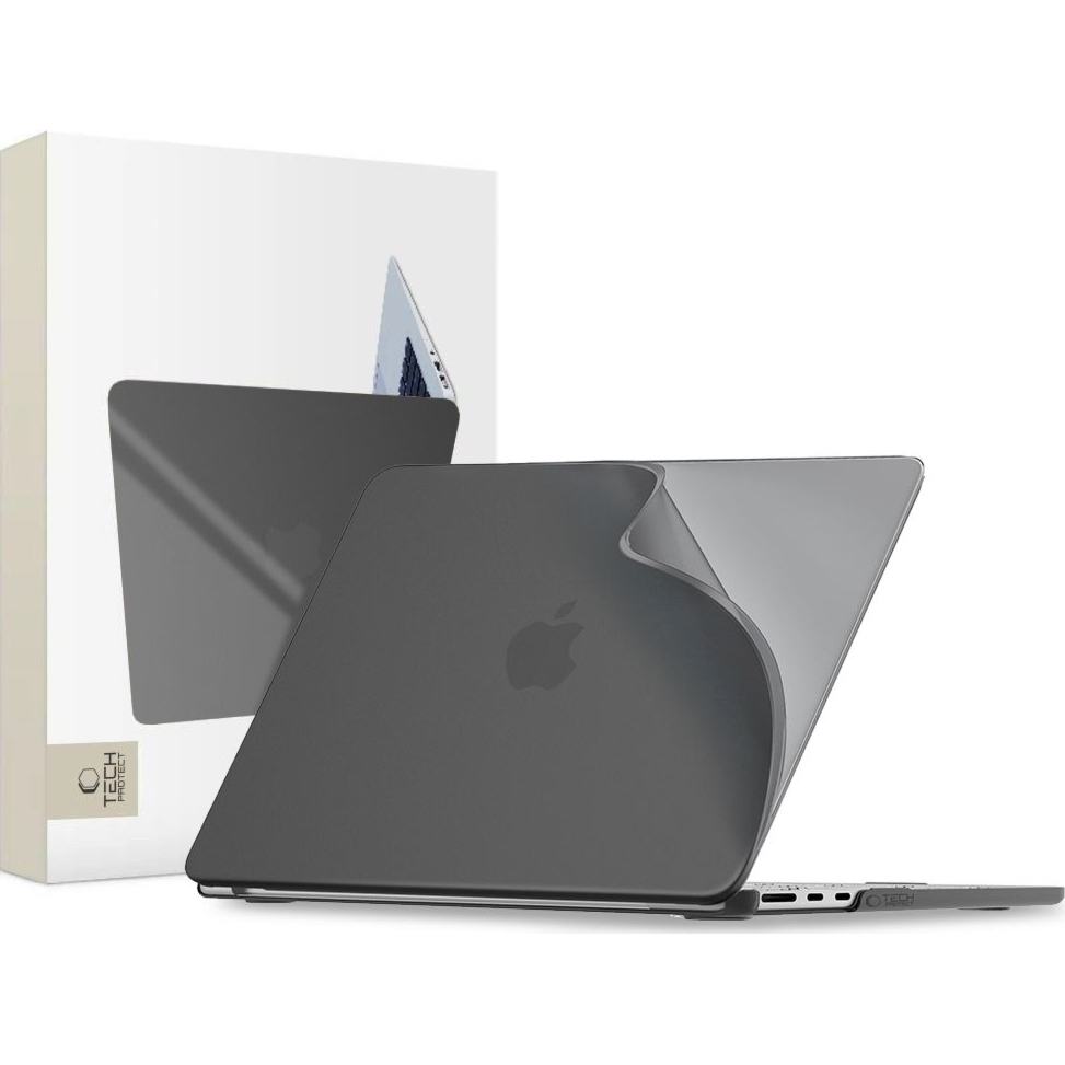 Etui ochronne Tech-Protect Softshell do MacBook Air 15.3″ M5 / M4 / M3 / M2, matowe półprzezroczysto-czarne
