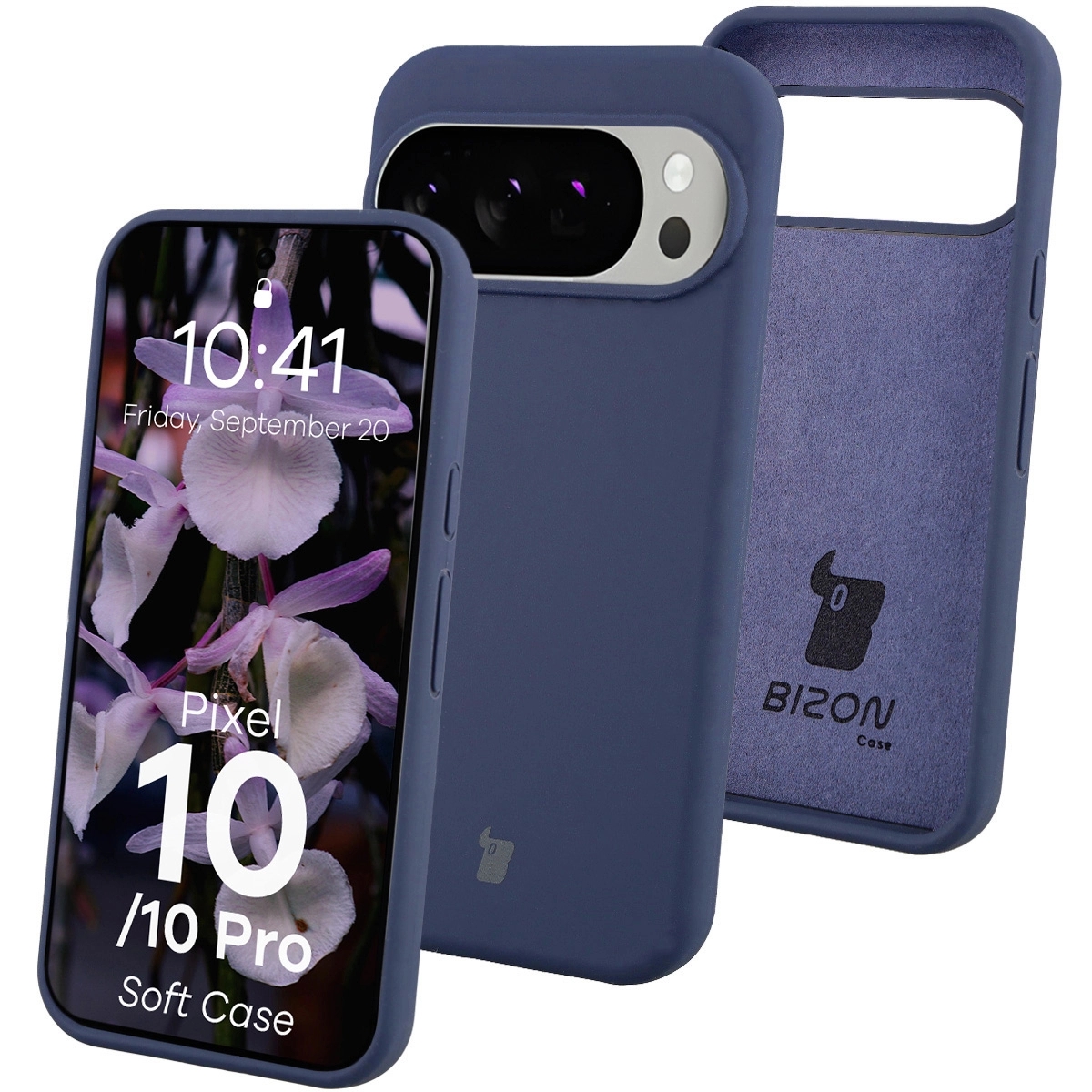 Image of Silikonowe etui Bizon Soft Case do Google Pixel 10 / 10 Pro, ciemnoniebieskie