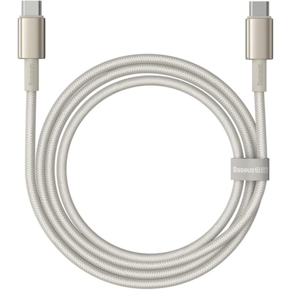 Kabel Baseus Tungsten Gold USB-C do USB-C, PD 100W, 480Mb/s, 1 m, tytanowy