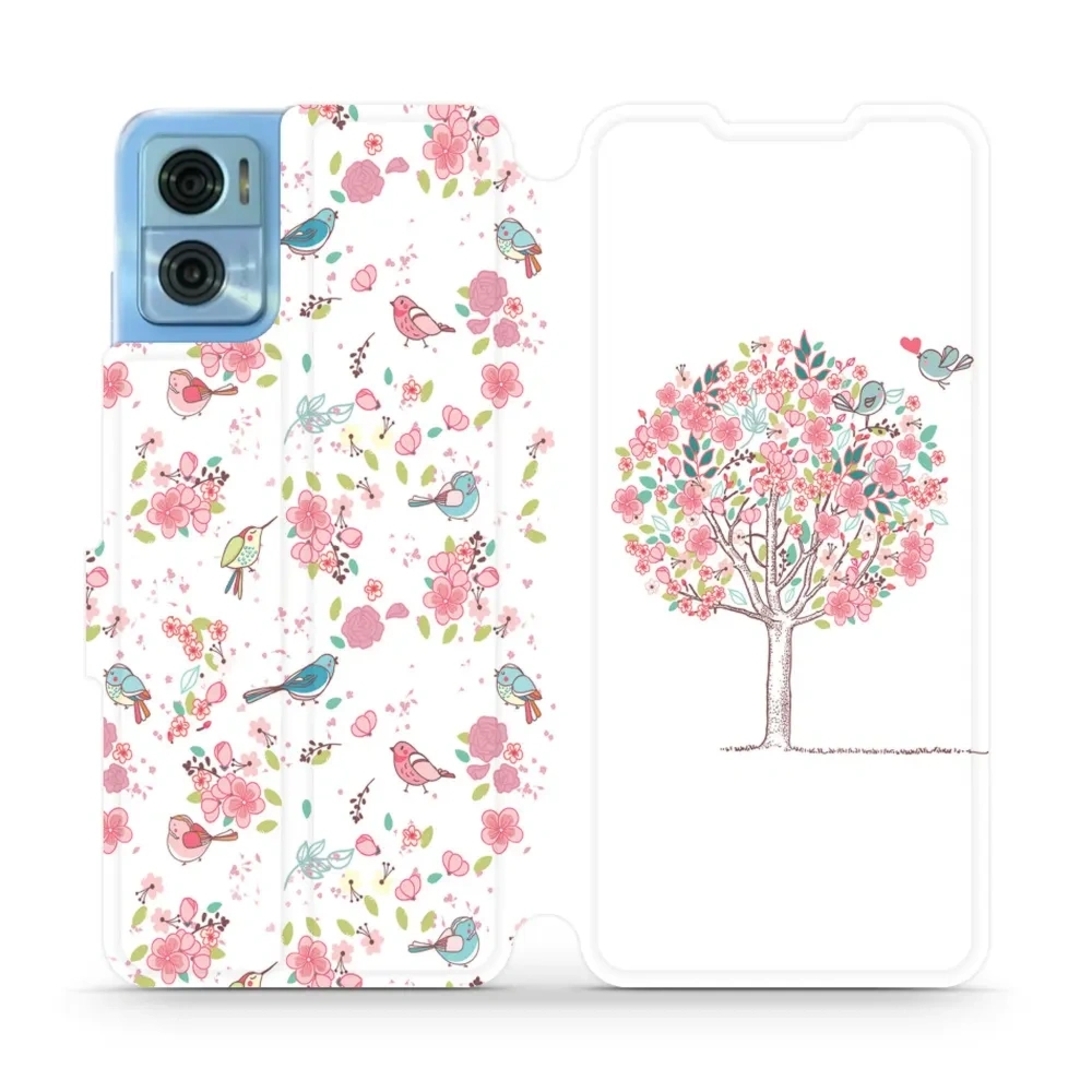 Etui z klapką do Motorola Moto E22, Mobiwear Book, różowy gaj