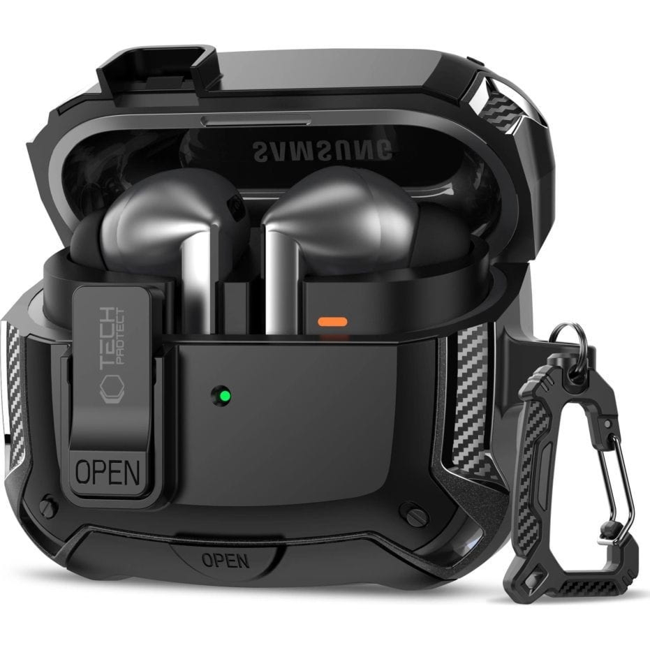 Etui Tech-Protect Carbonox do MagSafe do Galaxy Buds 3 / 3 Pro / 3 FE, czarne