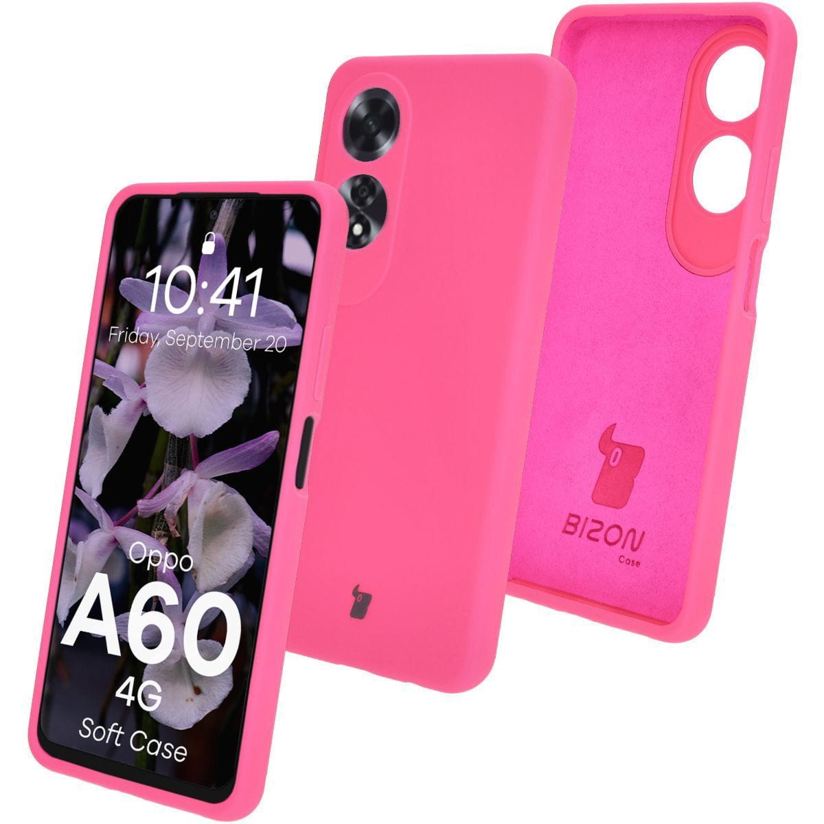 Silikonowe etui Bizon Soft Case do Oppo A60 4G, neonowo-różowe