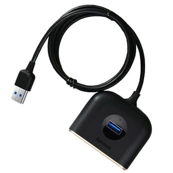 Image of Baseus Square round, przejściówka USB-A na 3xUSB-A i MicroUSB, czarna