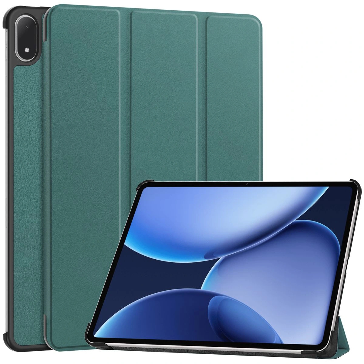 Image of Etui z klapką Bizon Case Tab Croc do OnePlus Pad 3 / 2 Pro / OPPO Pad 4 / 4 Pro, ciemnozielone