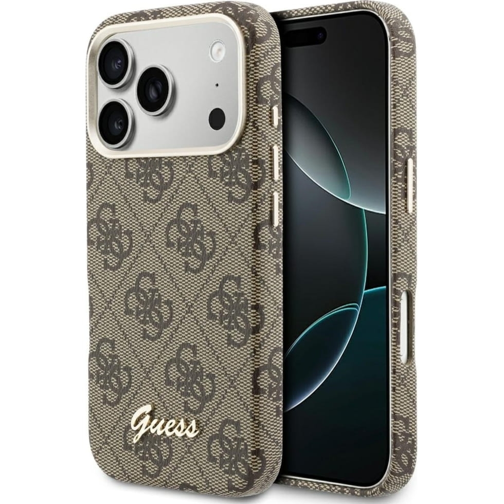 Etui Guess Script 4G Logo do MagSafe do iPhone 17 Pro, brązowe