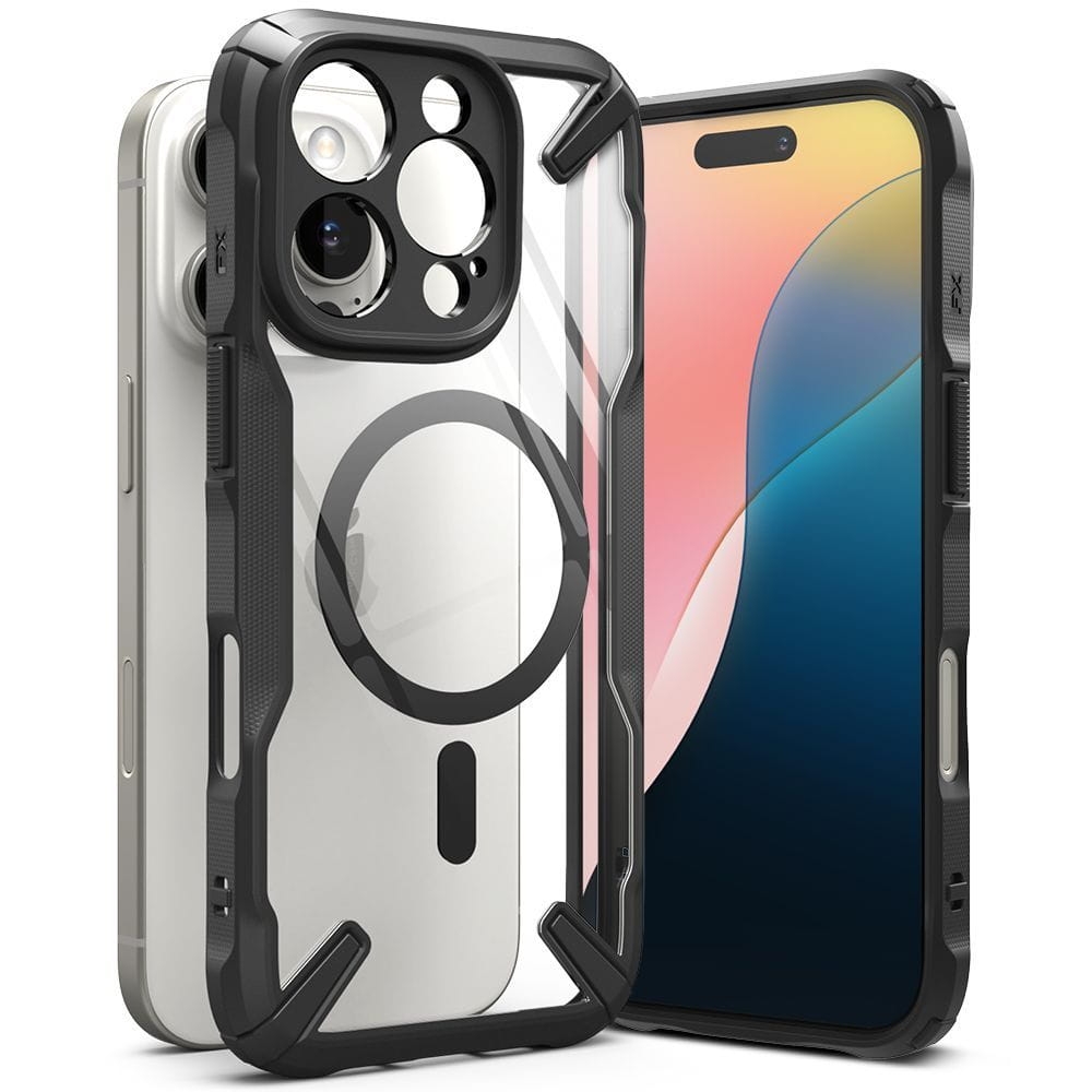 Image of OUTLET: Etui Ringke Fusion X Magnetic do iPhone 16 Pro Max, przezroczyste z czarną ramką