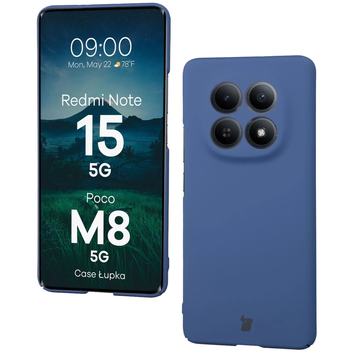 Etui Bizon Case Łupka do Xiaomi Redmi Note 15 4G/5G / POCO M8 5G, niebieskie