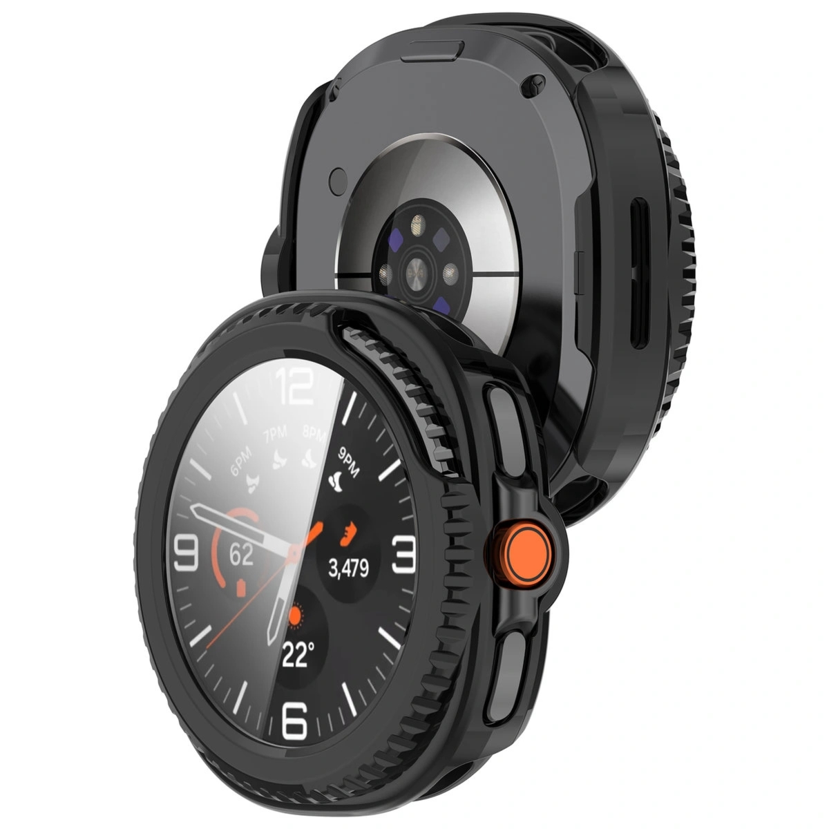 Etui ze szkłem do zegarka Bizon Case Watch Adamo do Galaxy Watch 8 Classic 46 mm, czarne