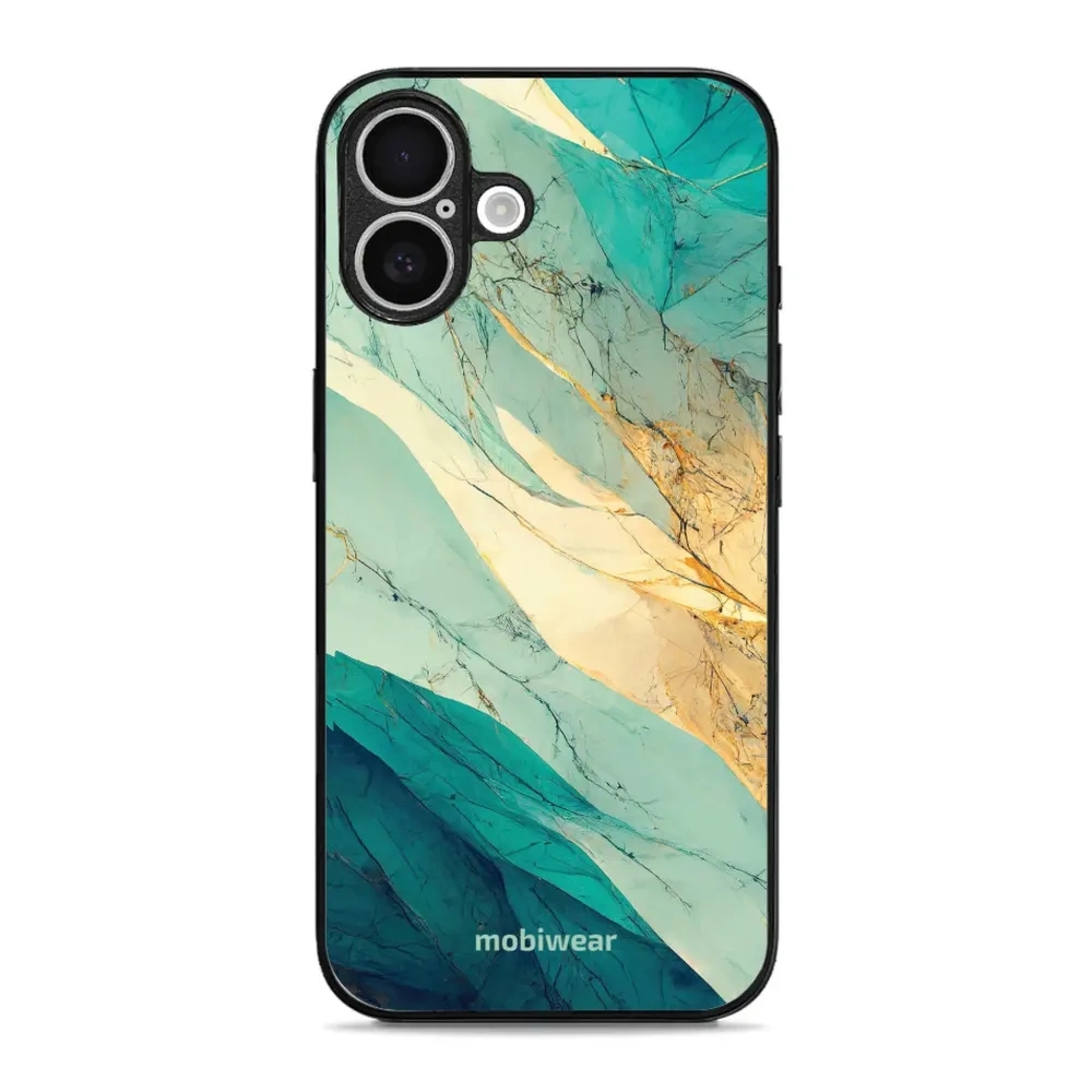 Etui ochronne do iPhone 16 Plus, Mobiwear Glossy Case, turkusowy marmur