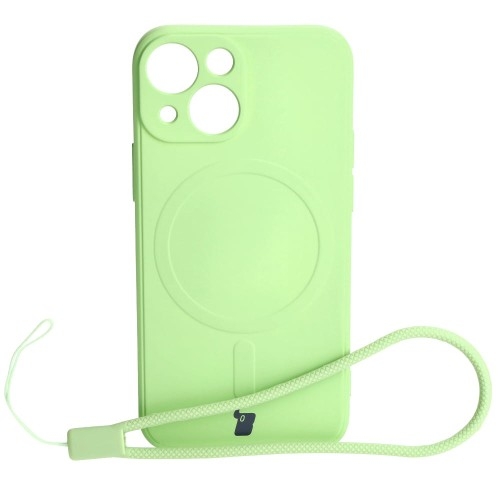 Image of Etui Bizon Case Silicone MagSafe Sq do Apple iPhone 13 Mini, jasnozielone