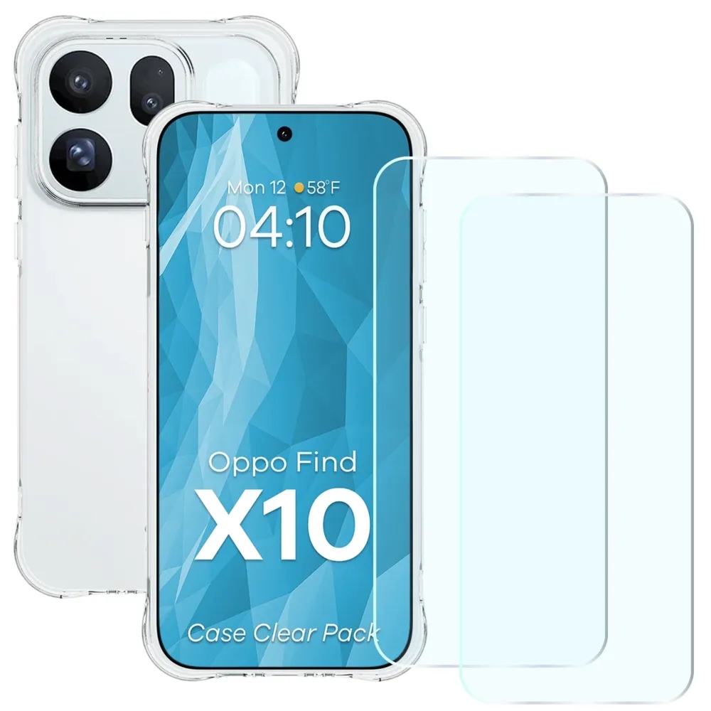 Elastyczne etui + 2x szkło hartowane Bizon Case Clear Pack do OPPO Find X10