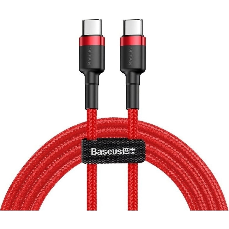 Kabel Baseus Cafule 60W 3A USB-C do USB-C 1m, czerwono-czarny
