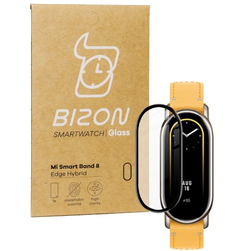 Image of Szkło hybrydowe Bizon Glass Watch Edge Hybrid dla Mi Smart Band 8, czarne
