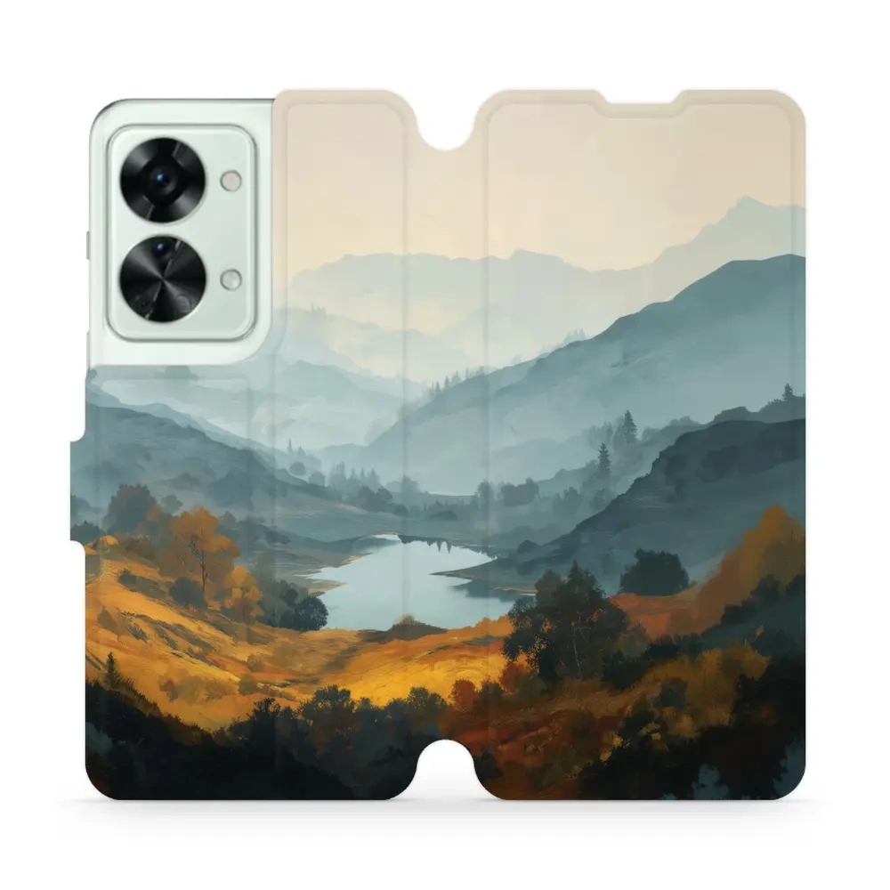 Etui z klapką do OnePlus Nord 2T, Mobiwear Book, jezioro w dolinie