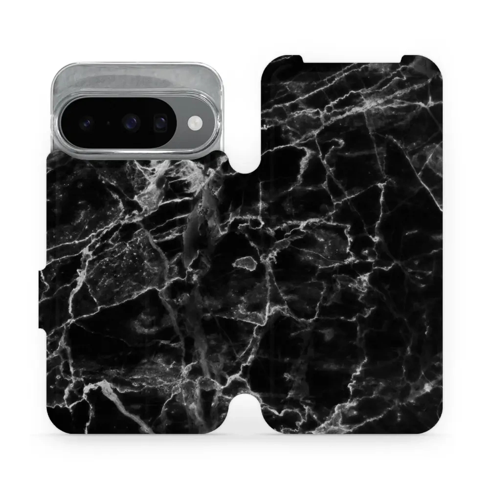 Etui z klapką do Pixel 10, Mobiwear Book, czarny marmur