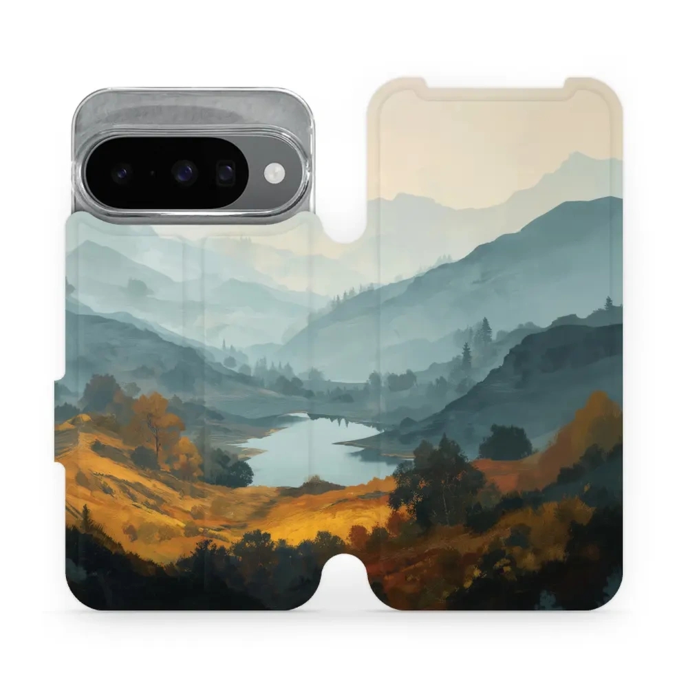 Etui z klapką do Google Pixel 10, Mobiwear Book, jezioro w dolinie