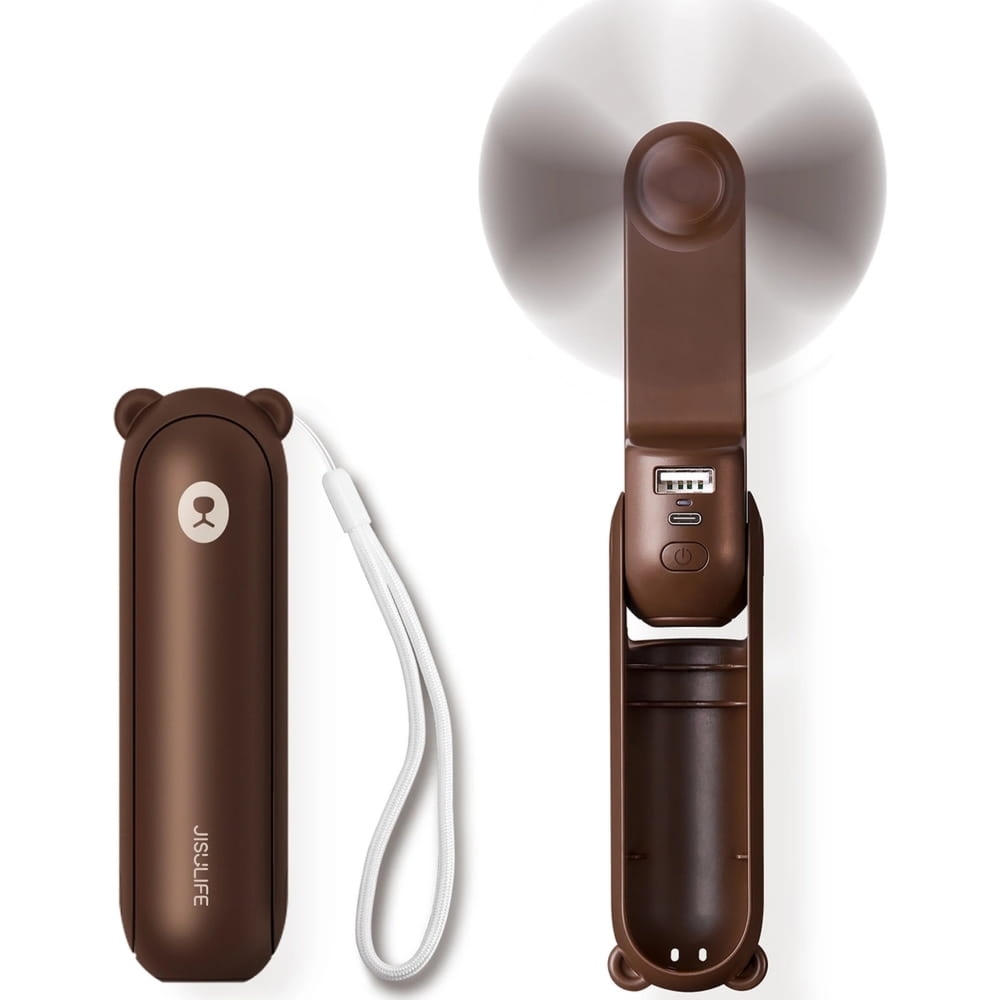 Wiatrak podręczny, biurkowy wentylator, wiatraczek JisuLife Handheld Fan Life8 Plus 4500mAh, brązowy