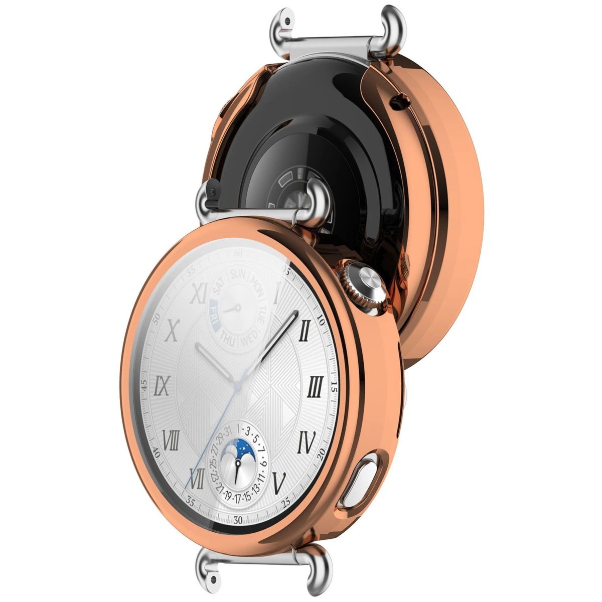 Etui z osłoną ekranu Bizon Case Watch Felipe do Huawei Watch GT6 41 mm, różowozłote