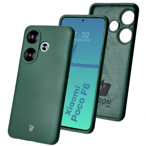 Image of Silikonowe etui Bizon Soft Case do Xiaomi Poco F6, ciemnozielone