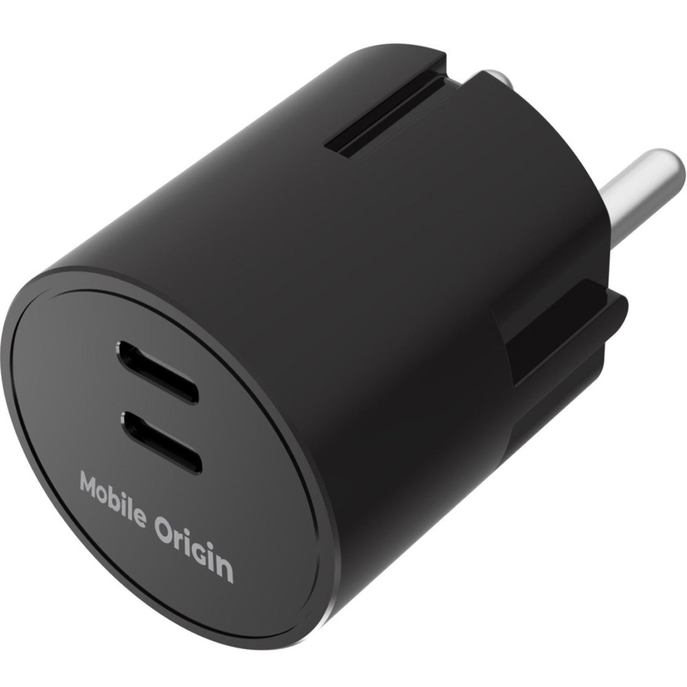 Ładowarka sieciowa GaN 2x USB-C, 30W, Mobile Origin Charger Plug PW33, czarna