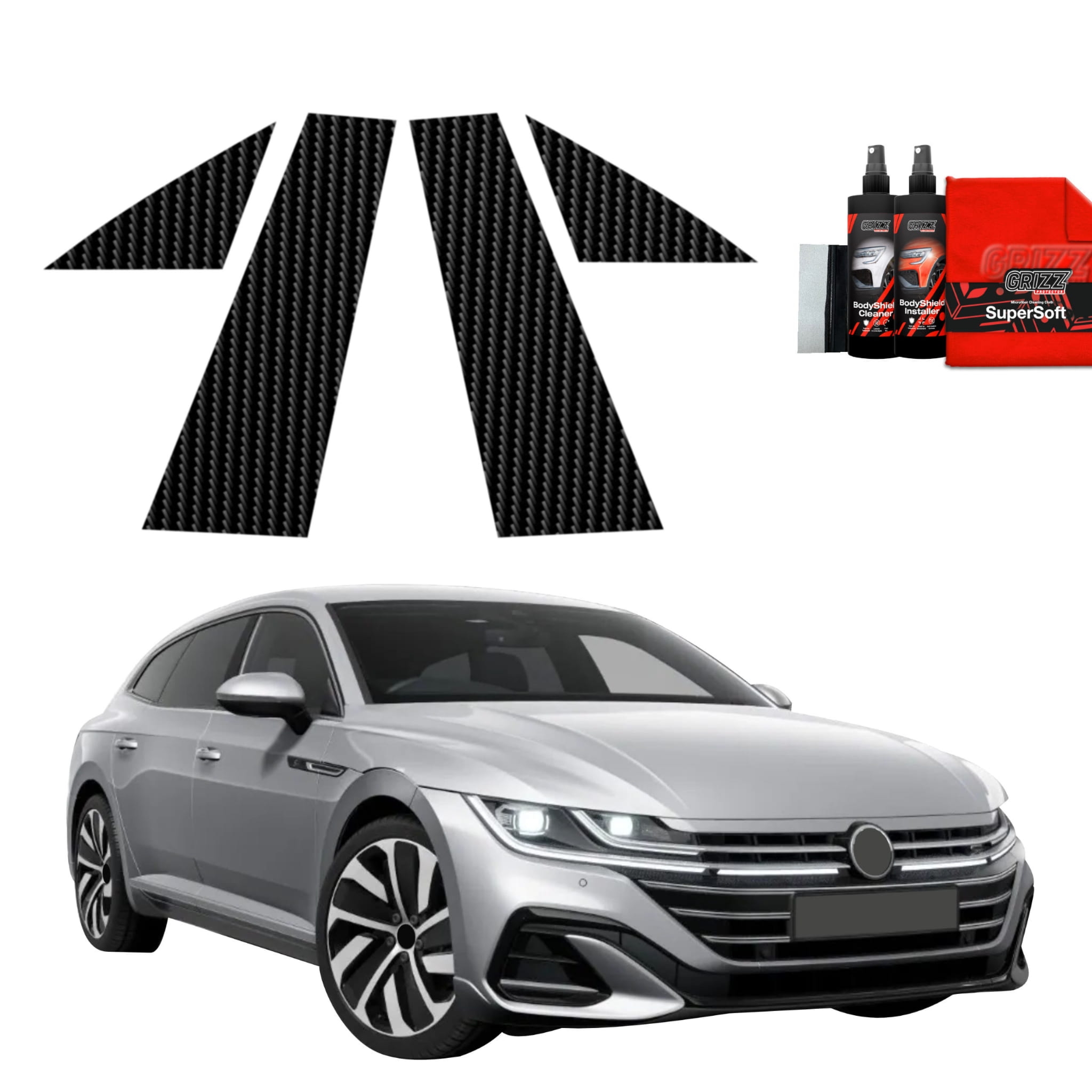 4w1 Folia karbonowa Grizz Protector na słupki do Volkswagen VW Arteon (2024-2025)