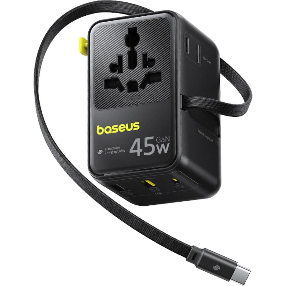 Adapter podróżny / ładowarka sieciowa Baseus PicoGo AG11 45W 6w1 EU/UK/US/AU/JP/CN + kabel, czarna