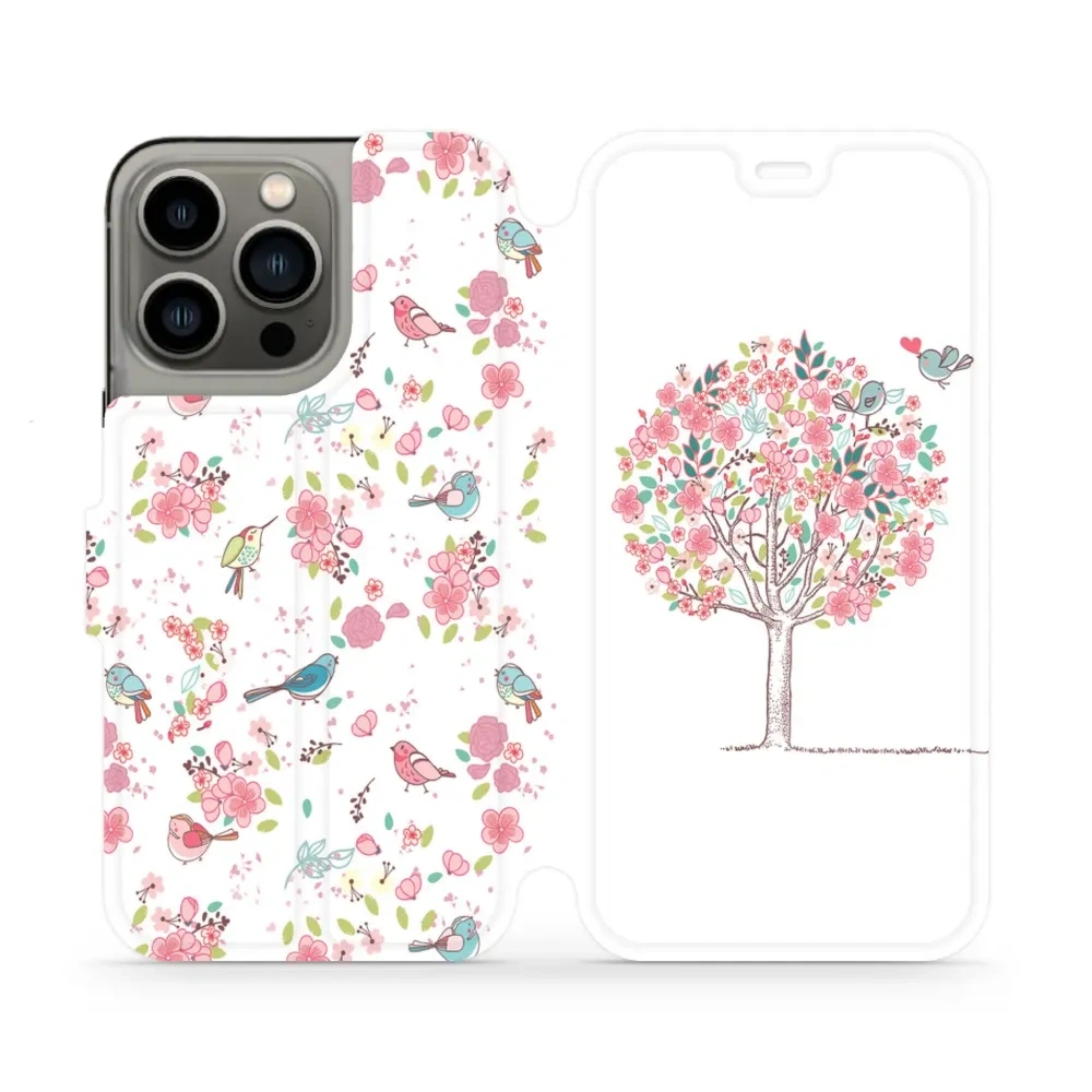 Etui z klapką do iPhone 13 Pro, Mobiwear Book, różowy gaj