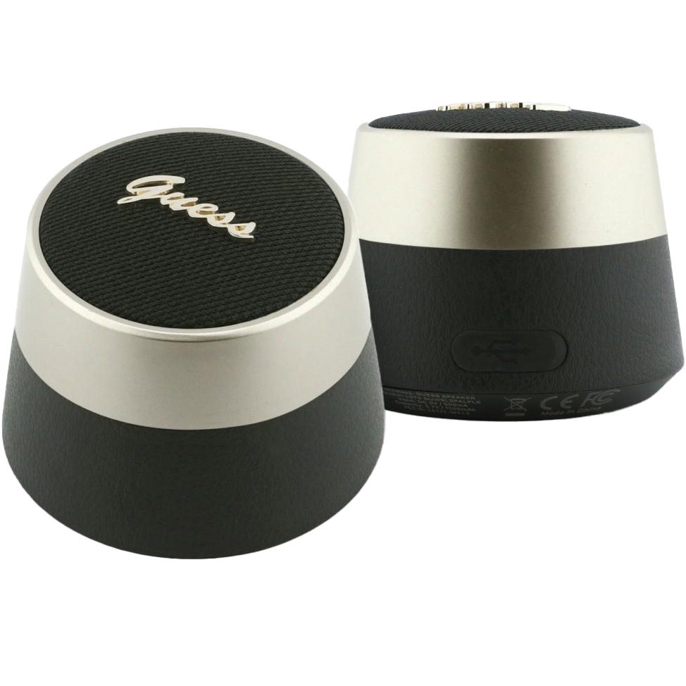 Głośnik bezprzewodowy Guess 5W Script Metal Logo, Bluetooth, USB-C, czarny