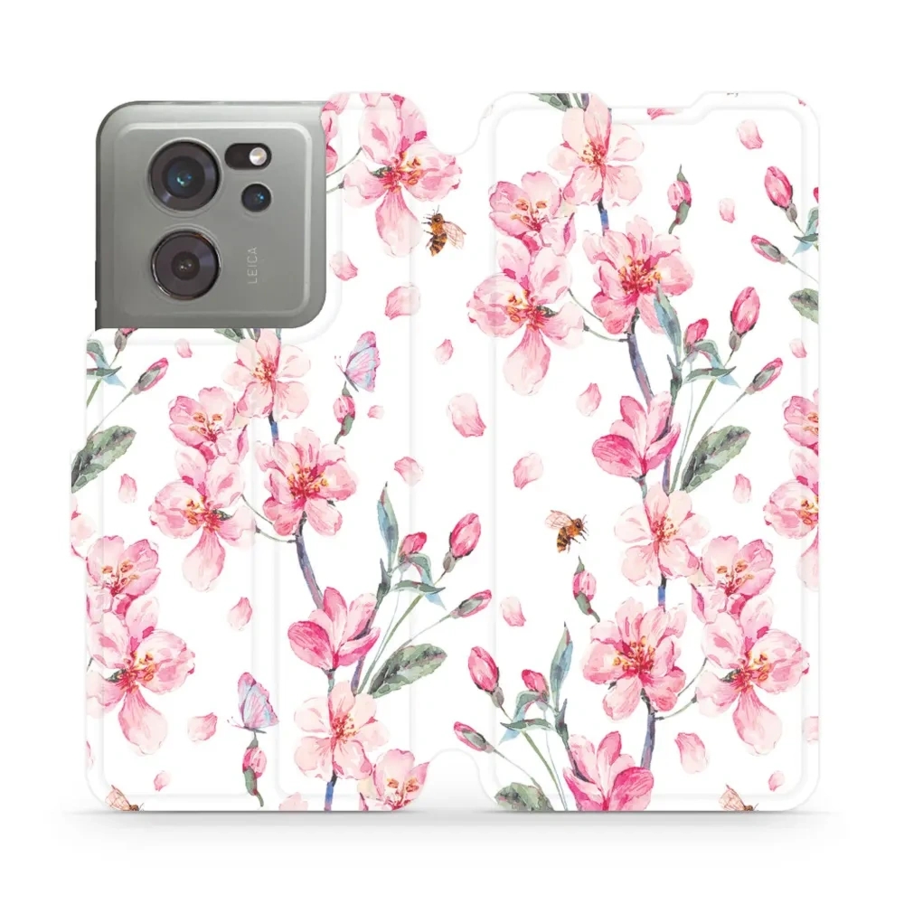 Etui z klapką do Xiaomi 13T Pro, Mobiwear Book, różowa wiosna
