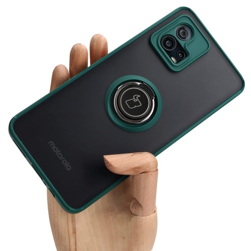 Image of Etui Bizon Case Hybrid Ring do Motorola Moto G72, ciemnozielone