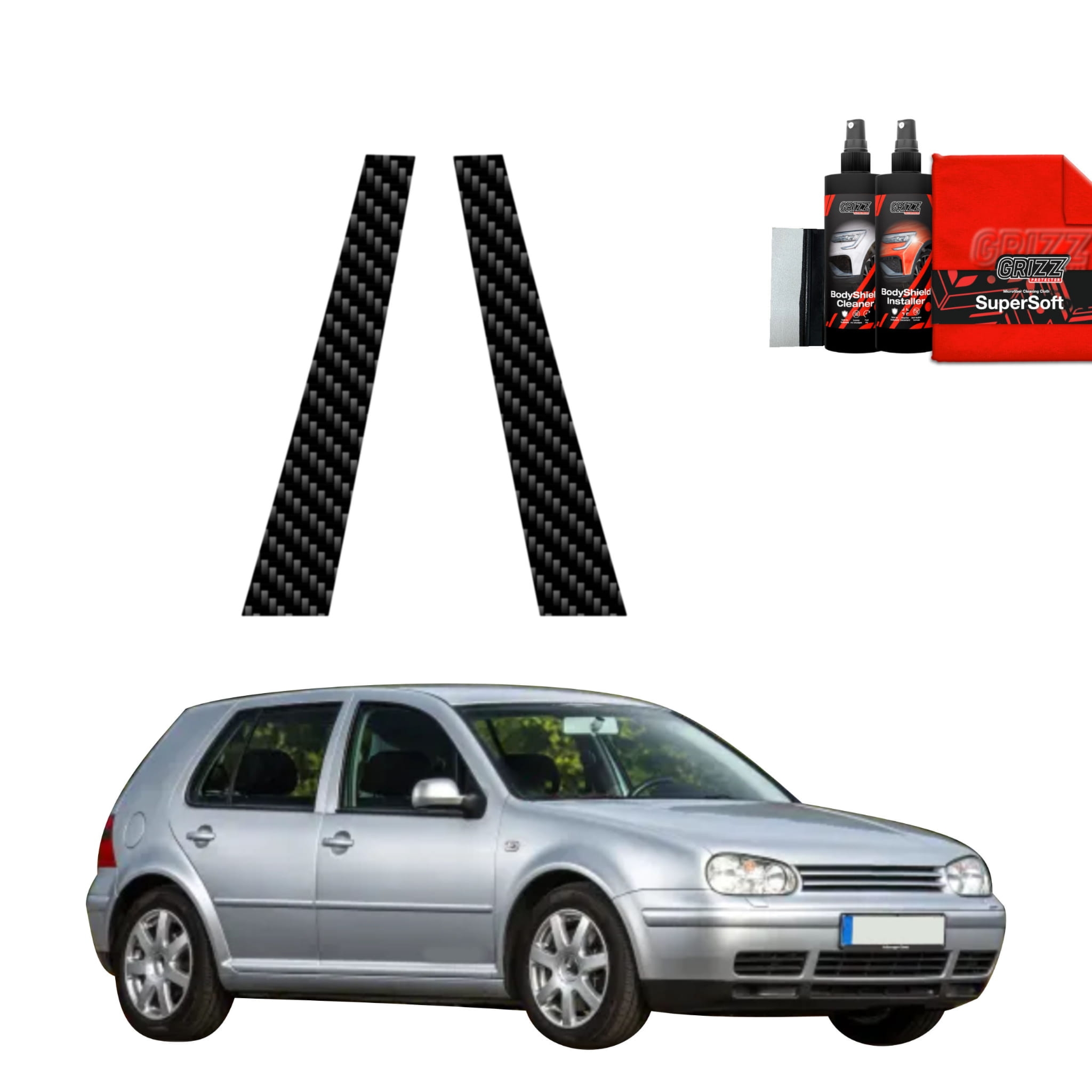 2w1 Folia karbonowa Grizz Protector na słupki do Volkswagen Golf 4 Hatchback 5D (1997-2003)