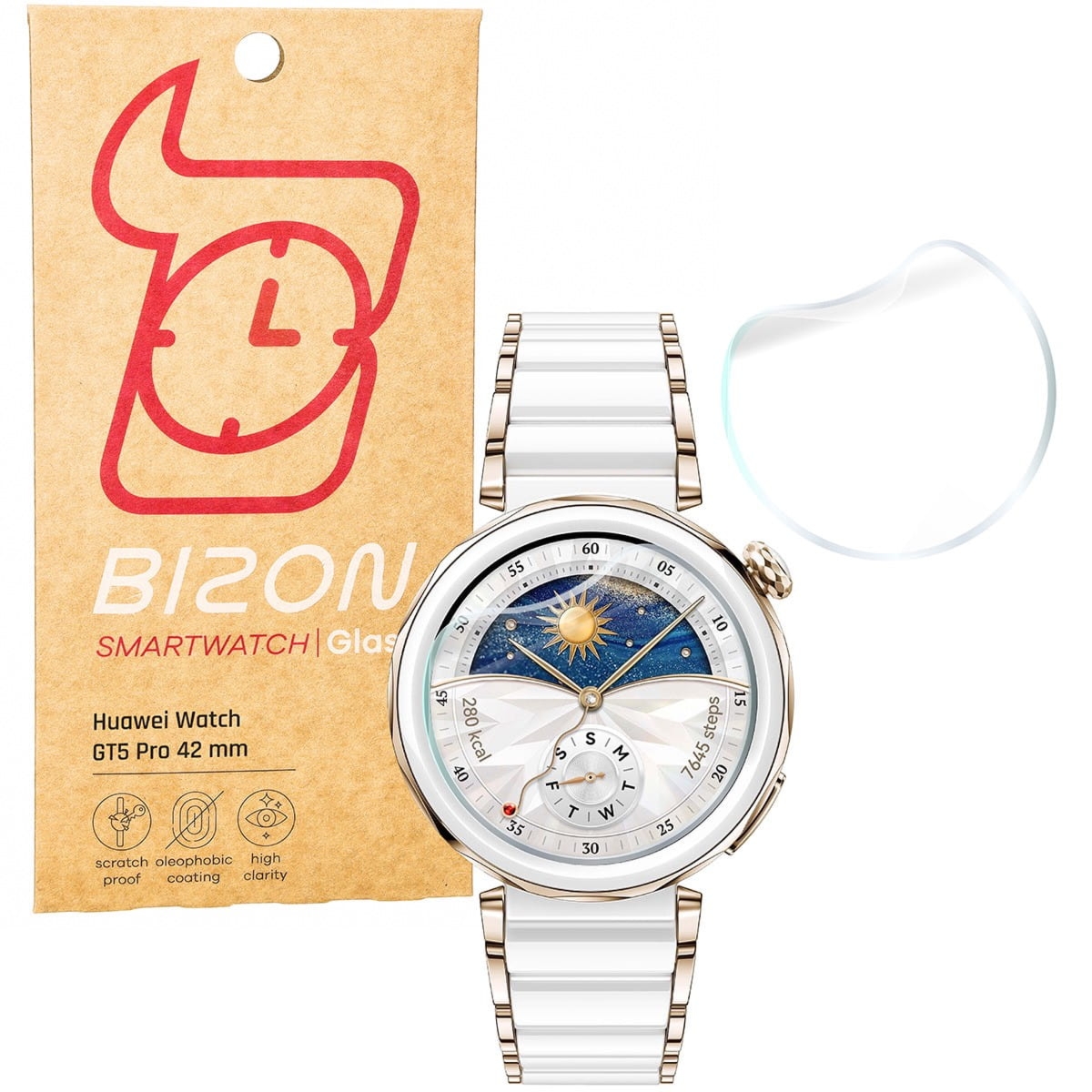 Folia hydrożelowa na ekran Bizon Watch Film Hydrogel Duo do Huawei Watch GT 5 Pro 42 mm,  2 sztuki