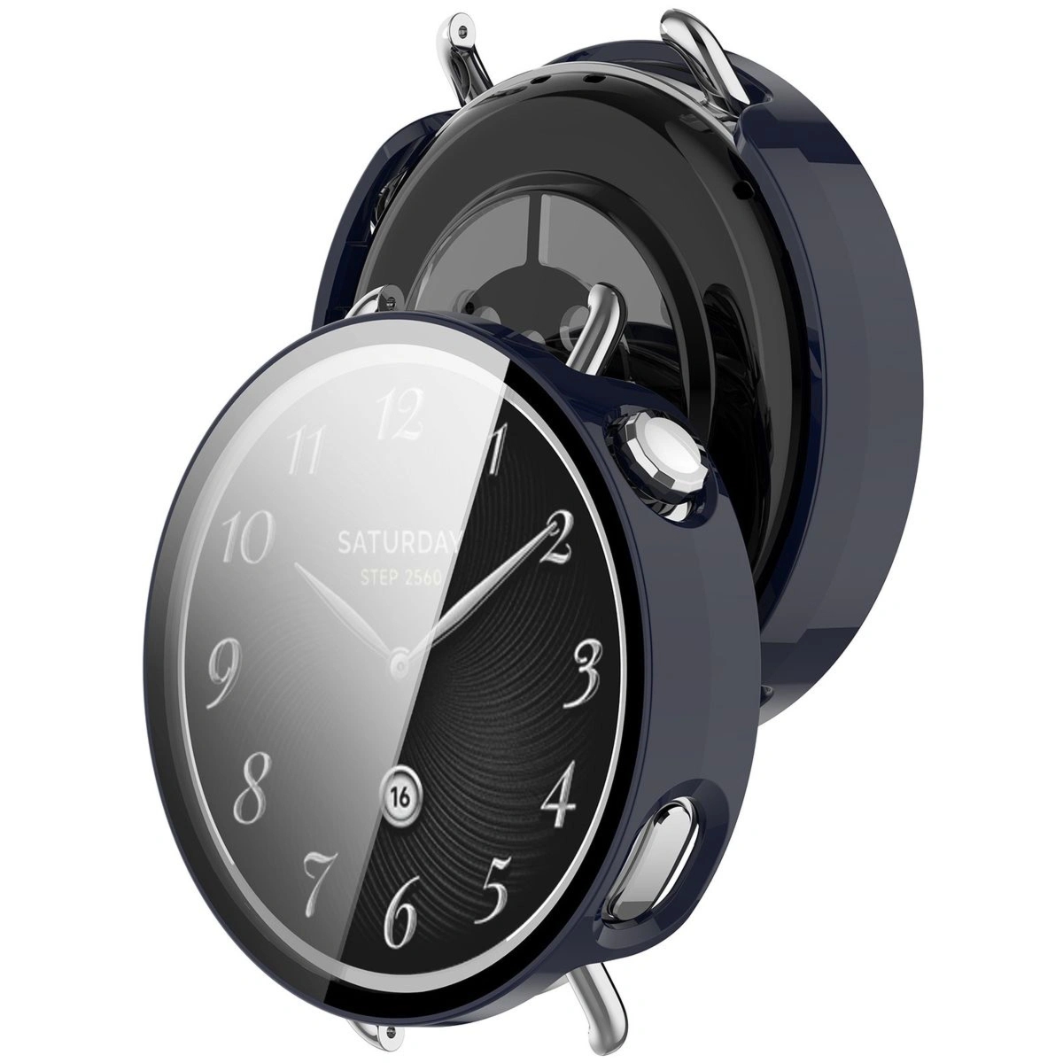 Etui ze szkłem do zegarka Bizon Case Watch Adamo do Xiaomi Watch S4 41 mm, niebieskie