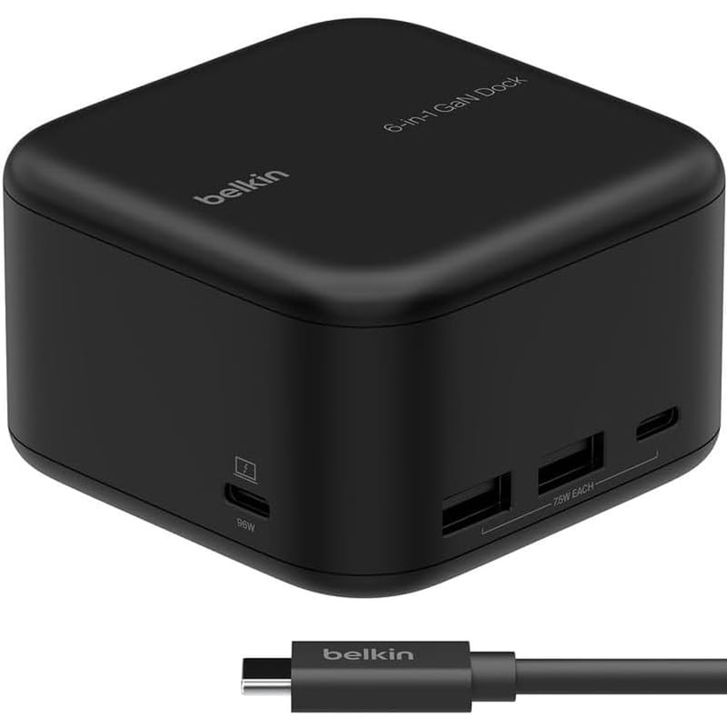 Image of OUTLET: Stacja, hub Belkin Connect USB-C 6in1 Core GaN Dock 130W, czarna