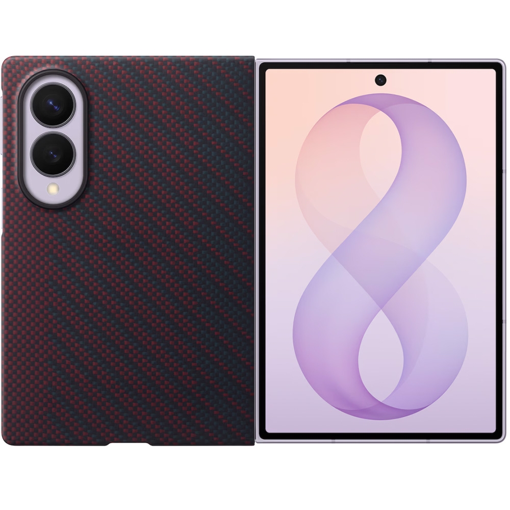 Etui + 2x folia antyrefleksyjna Samsung Carbon Magnet Case do MagSafe do Galaxy Z Fold8, czerwone