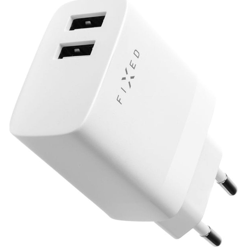 Image of Ładowarka sieciowa Fixed Dual Port Charger 2x USB-A 17W +kabel USB-C, biała