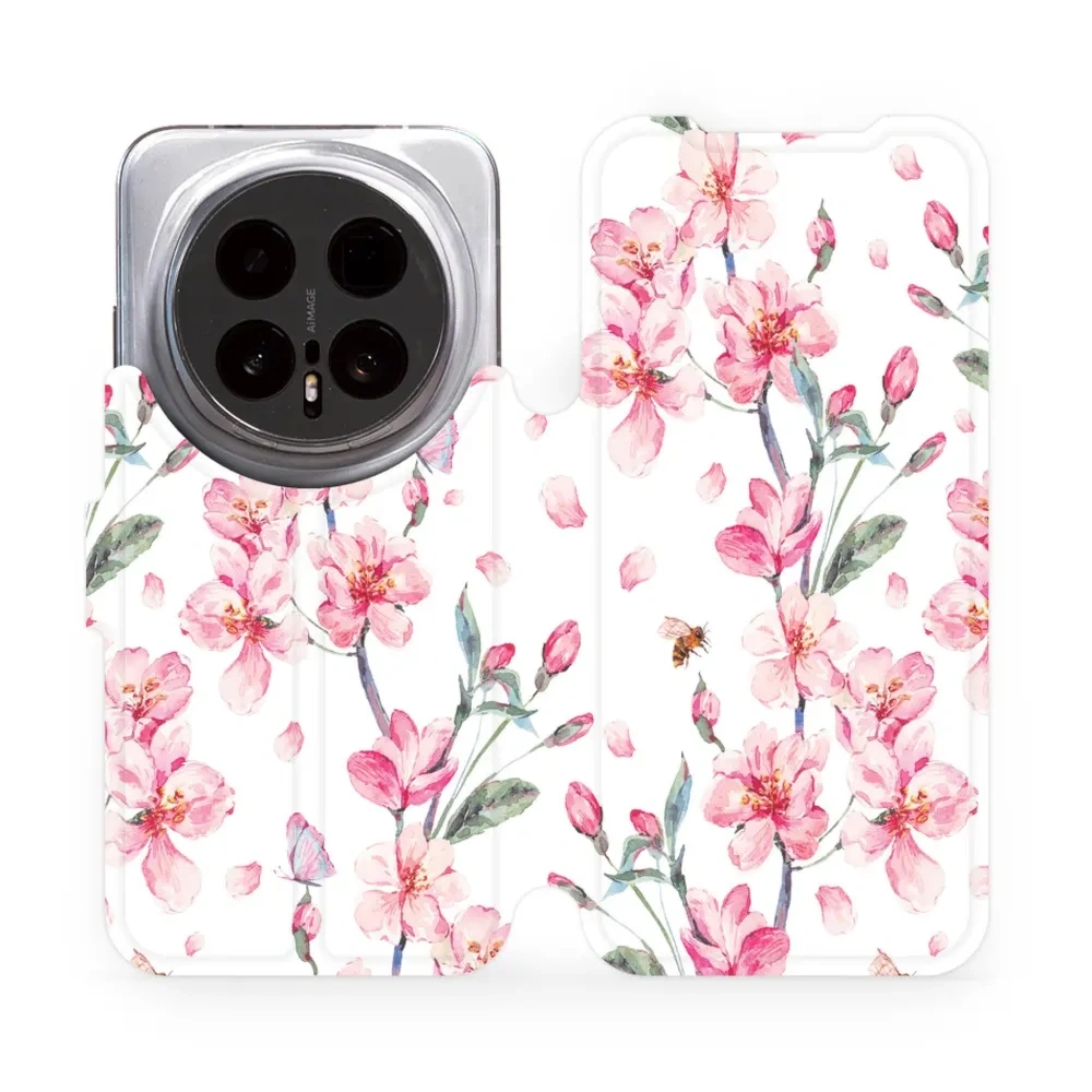 Etui z klapką do Honor Magic8 Pro, Mobiwear Book, różowa wiosna