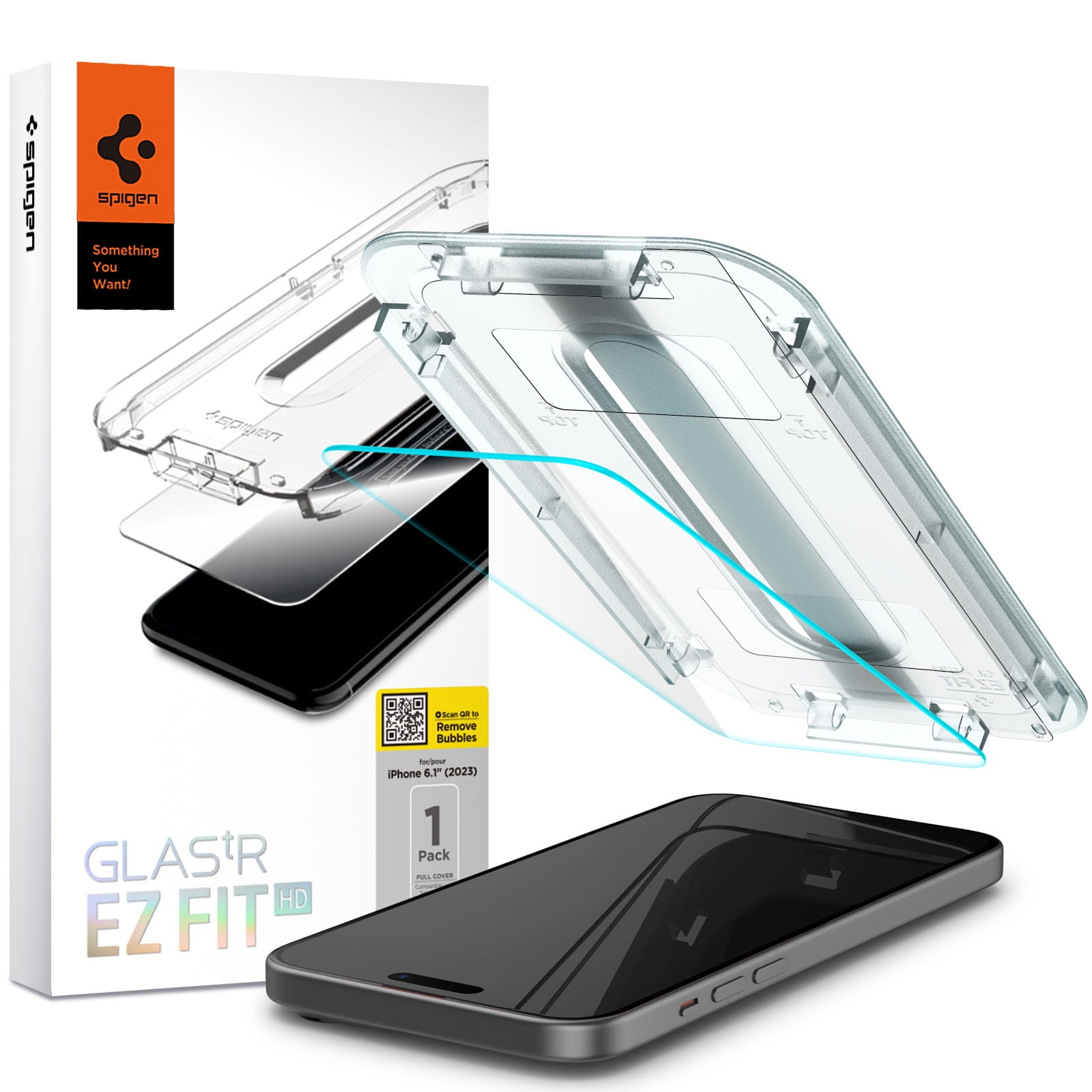 Image of Szkło do etui + Aplikator Spigen Glas.tR EZ Fit 1-Pack do iPhone 15 / 16