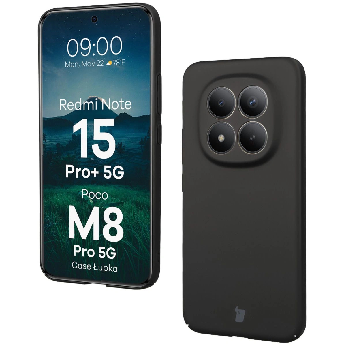 Etui Bizon Case Łupka do Xiaomi Redmi Note 15 Pro Plus 5G / POCO M8 Pro 5G, czarne