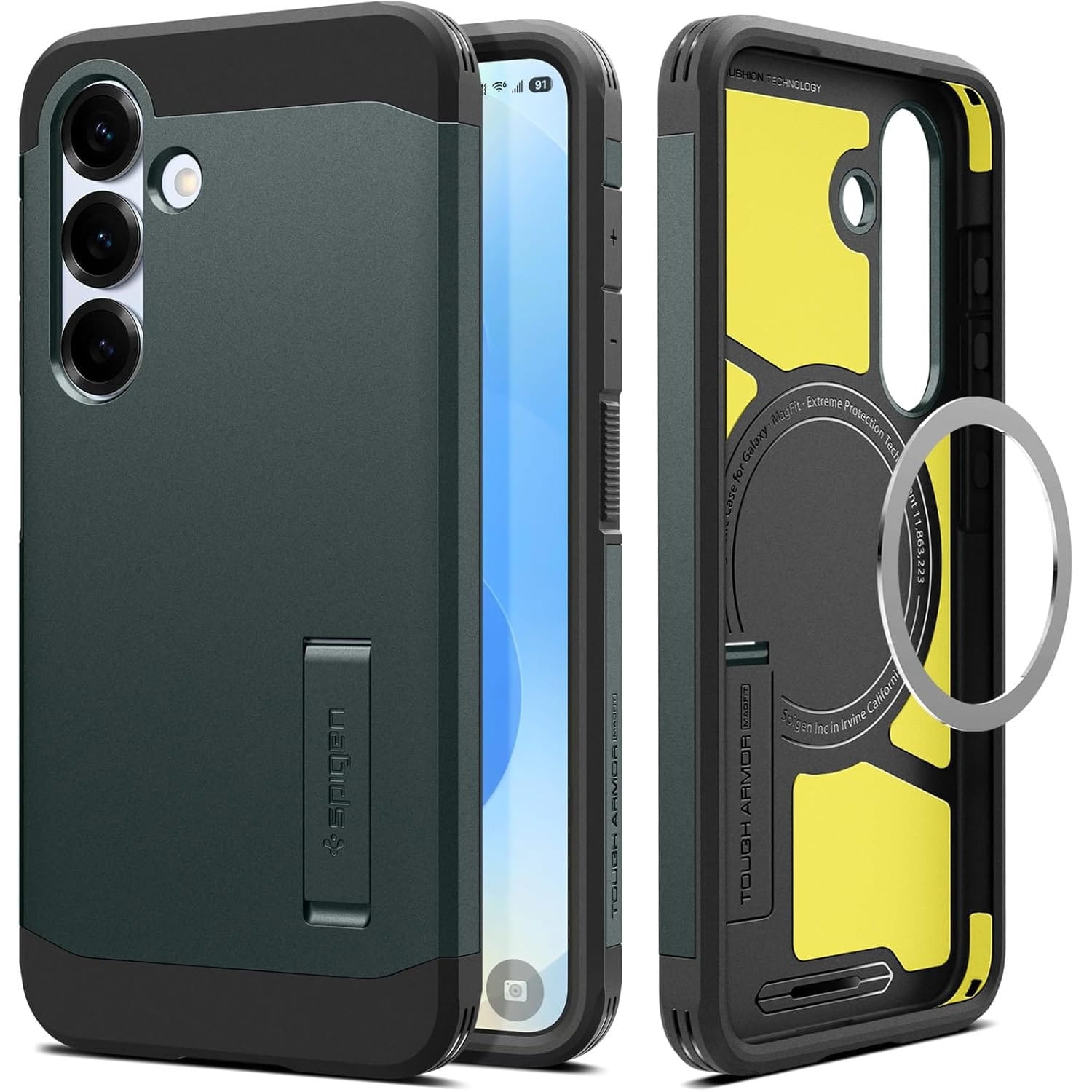 Image of Etui Spigen Tough Armor Mag do MagSafe do Galaxy S25, zielone
