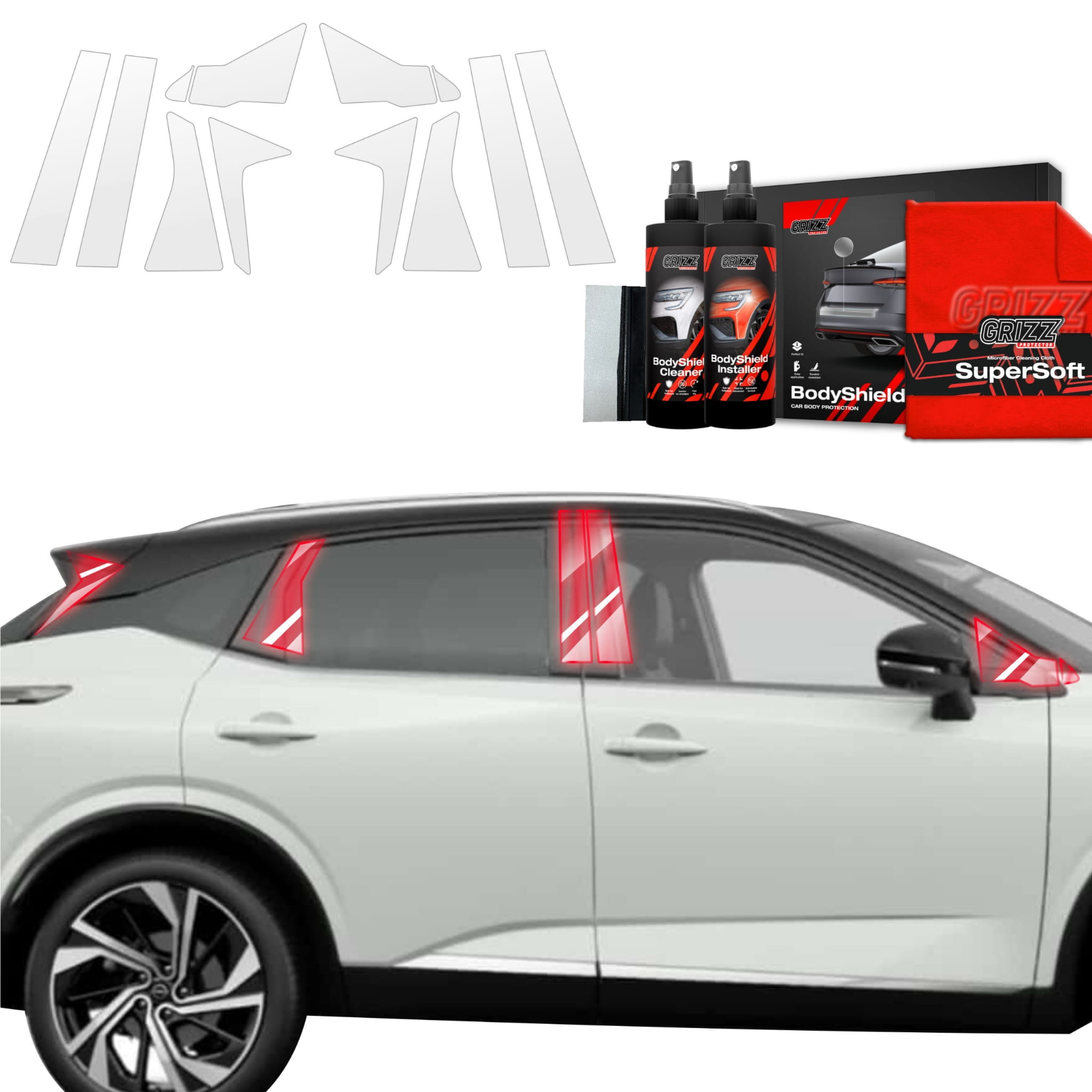 10w1 Folia ochronna Grizz Protector na słupki do Nissan Qashqai 3 Facelift (2024-2026)